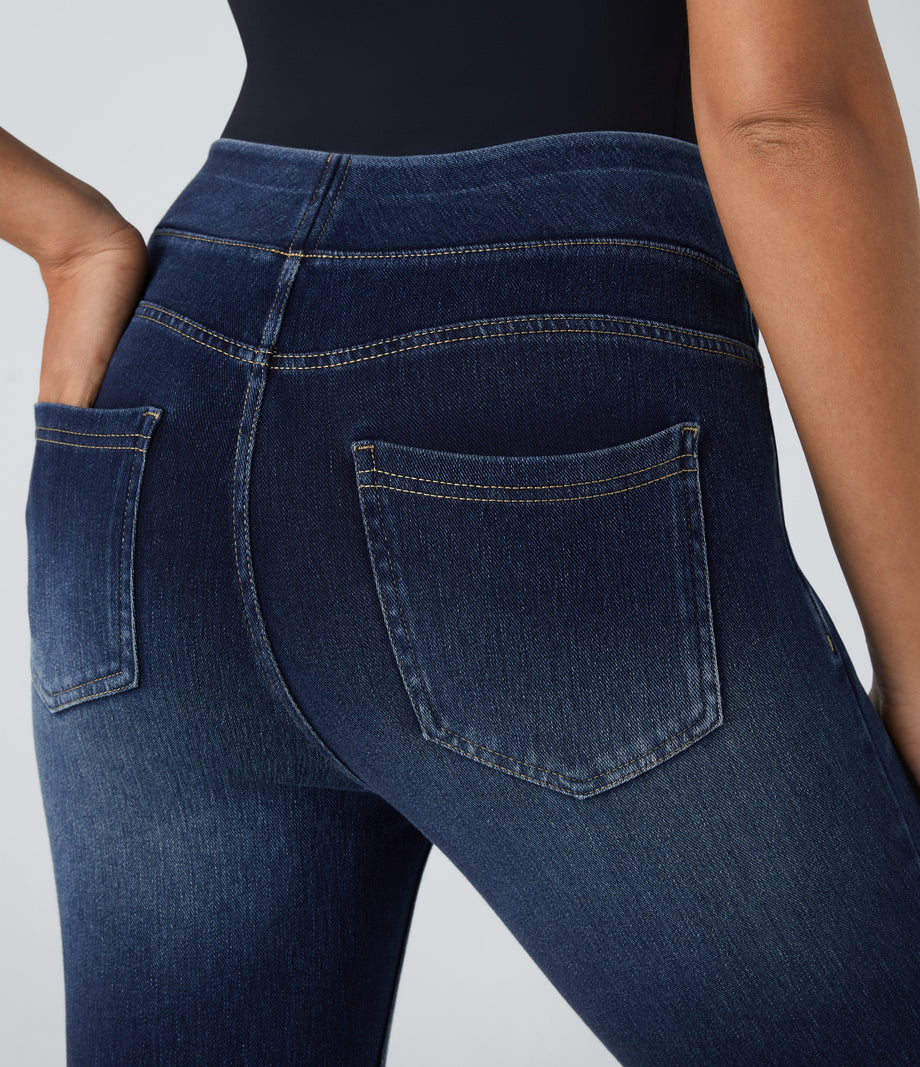 Halara Flex™ High Waisted Pockets Denim Casual Leggings - Bright Blue Denim