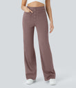 DayStretch High Waisted Pockets Straight Leg Casual Pants - Purple Sandalwood