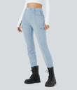 DayStretch High Waisted Zipper Pockets Solid Skinny Cargo Pants - Baby Blue