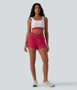 SoftlyZero™ Airy Crossover High Waisted 2-in-1 Cool Touch Yoga Shorts 3'' with Pockets - Winterberry