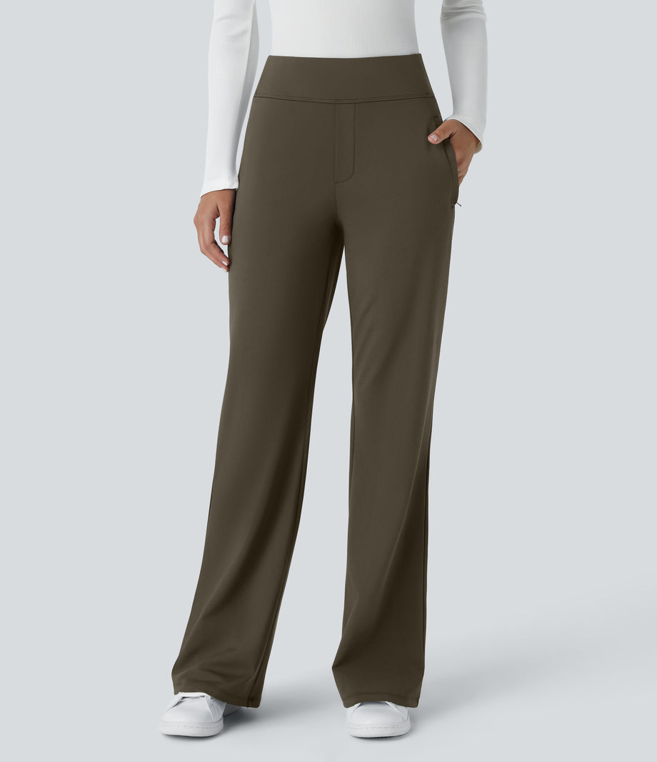 Halara Flex™ DayStretch Mid Rise Side Zipper Pocket Work Flare Pants - Forest Night