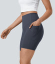 Halara UltraSculpt™ High Waisted Tummy Control Pocket Shaping Training Biker Shorts 7'' - Silent Blue