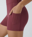 SoftlyZero™ Airy High Waisted Pocket Plain Cool Touch Yoga Shorts 3.5"-UPF50+ - Cordovan