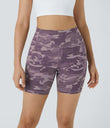 High Waisted Pocket Running Biker Shorts - Fuchsia Camouflage