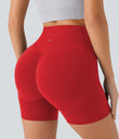 Halara UltraSculpt™ High Waisted Scrunch Butt Lifting Tummy Control Pocket Shaping Workout Biker Shorts 5'' - Aura Orange