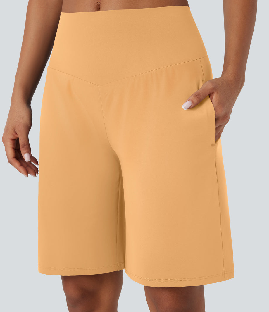 SoftlyZero™ Airy High Waisted Pockets Cool Touch Yoga Bermuda Shorts - Sunburst