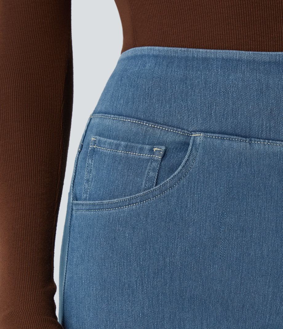 Halara Flex™ High Waisted Pockets Wide Leg Loose Work Jeans - Mayan Blue Denim