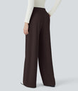 Halara Flex™ High Waisted Body Sculpt Waist-Slimming Pocket Wide Leg Micro Waffle Work Pants - Chocolate Torte