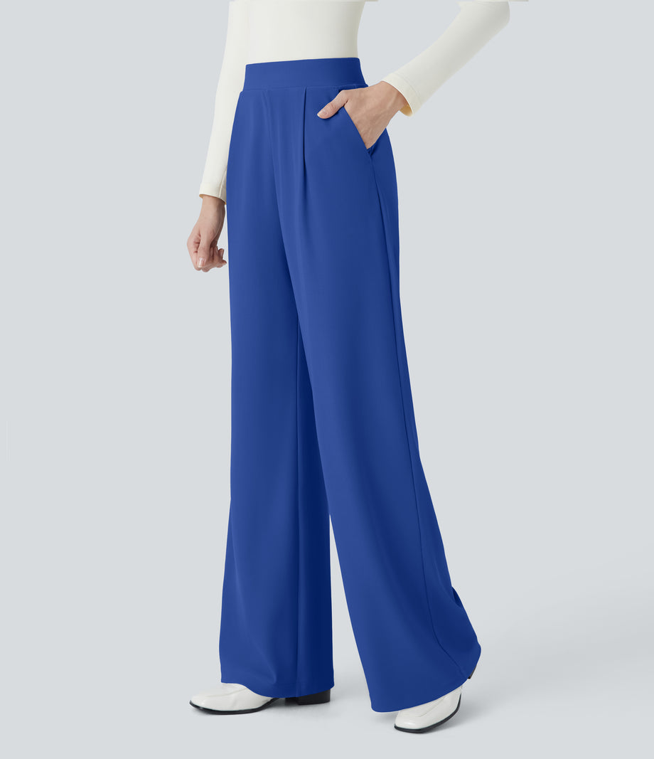 Halara Flex™ High Waisted Body Sculpt Waist-Slimming Pocket Wide Leg Micro Waffle Work Pants - Surf the Web