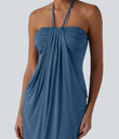 Halter Tie Back Mini Resort Dress with Pockets - Stellar
