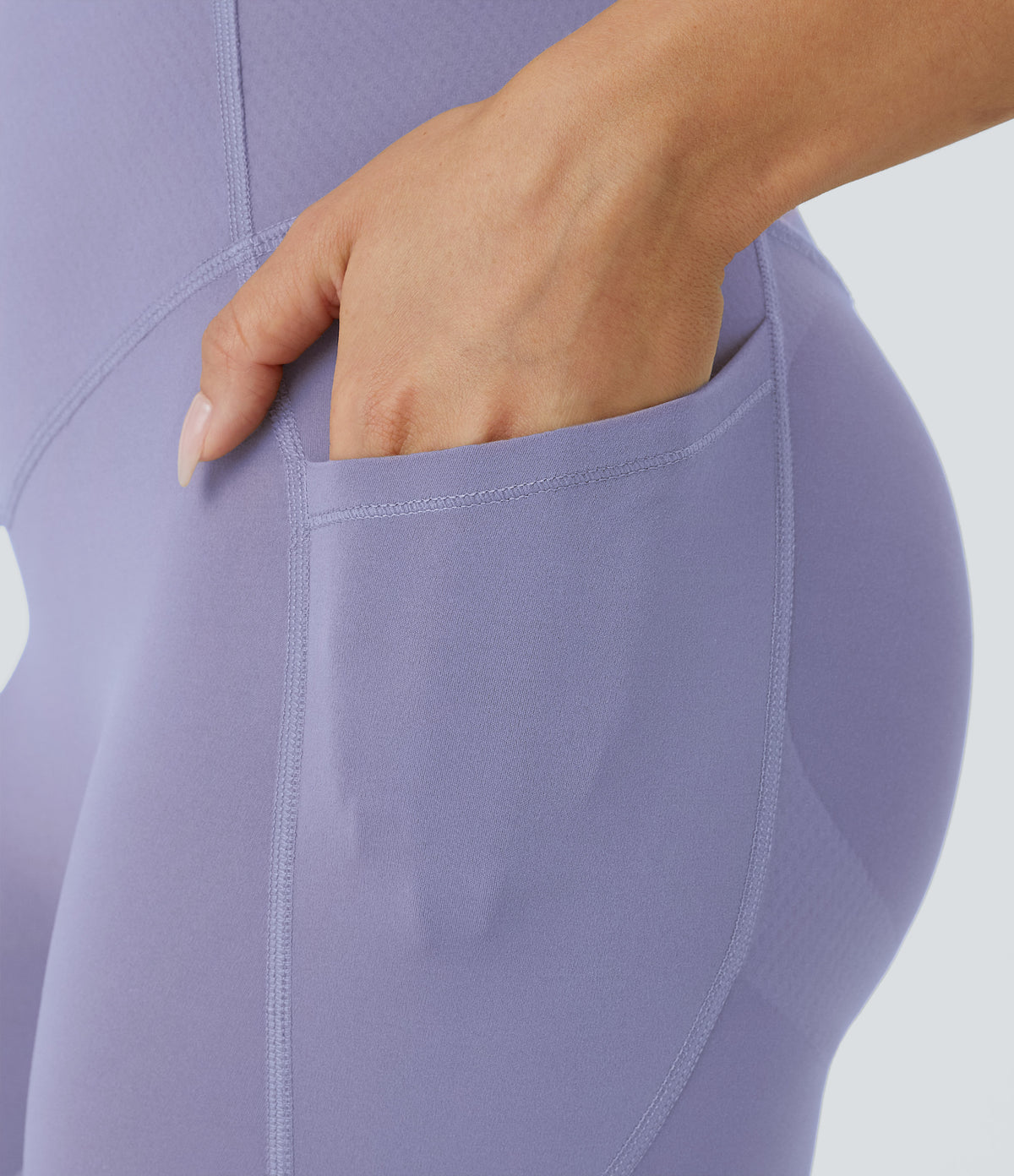 Halara UltraSculpt™ High Waisted Butt Lifting Tummy Control Pocket Shaping Workout Leggings - Falling Gray Purple