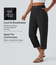 High Waisted Zipper Pocket Cropped Linen-Feel Pants - Black