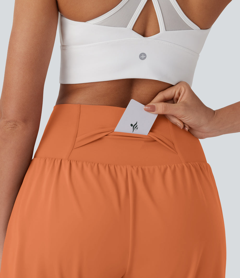 SoftlyZero™ Airy Super High Waisted 2-in-1 Cool Touch Yoga Shorts 7" with Pockets - Dusty Orange