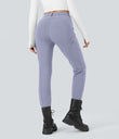 DayStretch High Waisted Zipper Pockets Solid Skinny Cargo Pants - Icelandic Blue