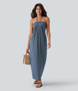 Halter Tie Back Maxi Dress with Pockets - Mountain Spring