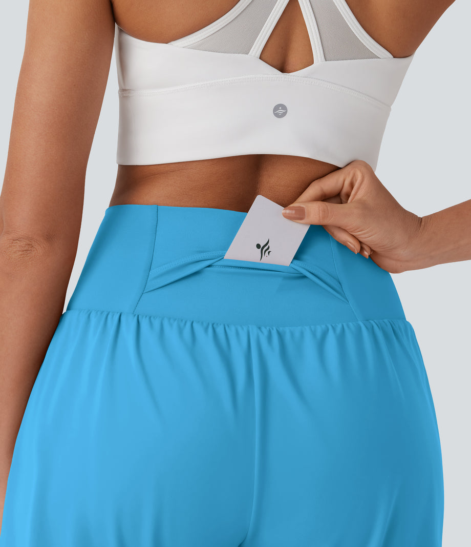 SoftlyZero™ Airy Super High Waisted 2-in-1 Cool Touch Yoga Shorts 7" with Pockets - Swim Cap
