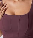 SoftlyZero™ Airy Square Neck Backless Corset Ruched Split Bodycon Midi Cool Touch Bridesmaid and Wedding Guest Dress - Fig