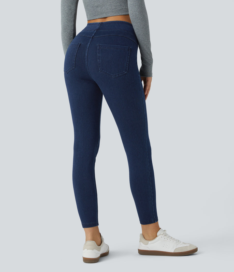 Halara Flex™ High Waisted Pocket Denim Casual Leggings - Midnight Blue Denim