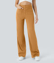 DayStretch High Waisted Pockets Straight Leg Casual Pants - Buckskin