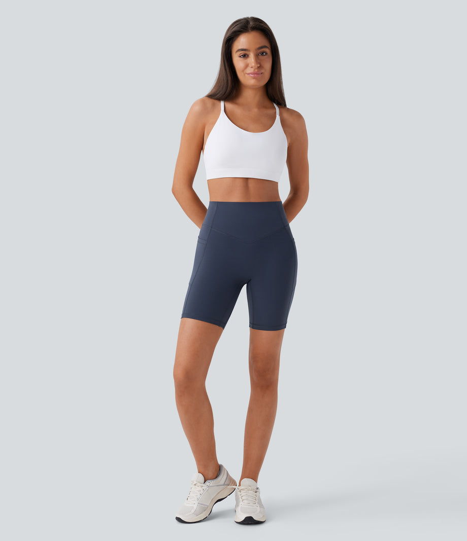Halara UltraSculpt™ High Waisted Scrunch Butt Lifting Tummy Control Side Pocket Shaping Workout Biker Shorts 7'' - Mood Indigo