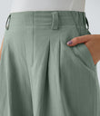 High Waisted Pocket Wide Leg Flowy Solid Palazzo Casual Linen-Feel Pants - Iceberg Green
