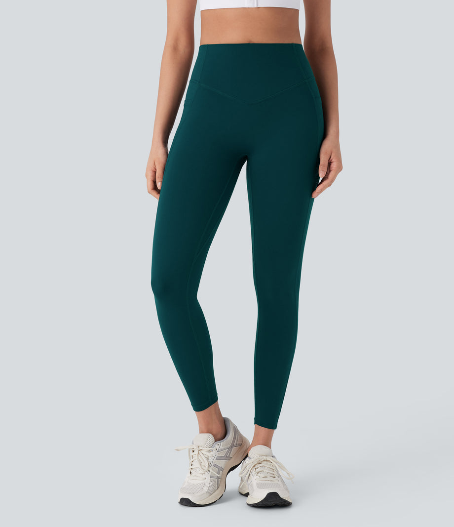 Halara UltraSculpt™ High Waisted Tummy Control Butt Lifting Ruched Pocket Shaping Yoga Leggings - June Bug