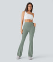 Halara UltraSculpt™ High Waisted Scrunch Butt Lifting Tummy Control Pocket Shaping Yoga Bootcut Leggings - Iceberg Green