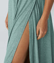 U Neck Flowy Maxi Casual Tank Dress - Misty Pale Blue