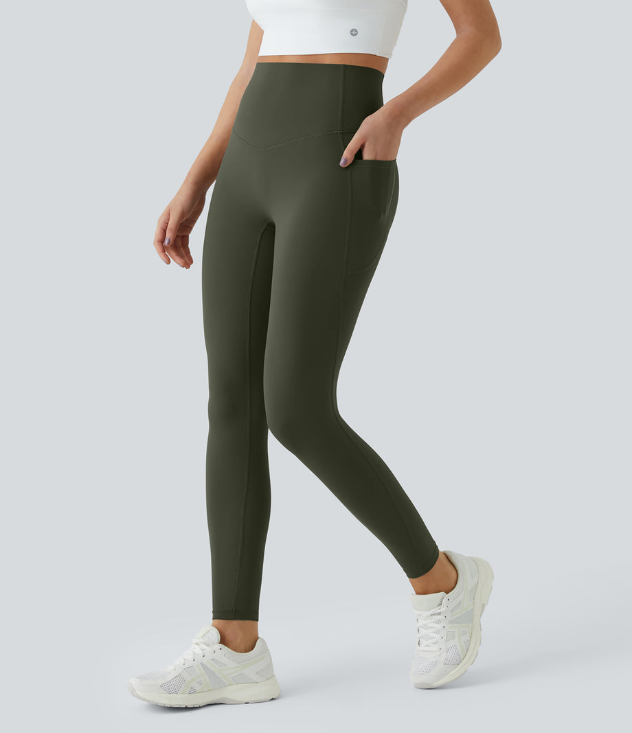 Halara UltraSculpt™ High Waisted Tummy Control Pocket Shaping Training Leggings - Deep Woodland Green
