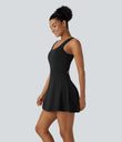SoftlyZero™ Airy U Neck 2-in-1 Pocket Mini Cool Touch Dance Active Dress - Black