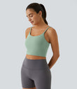 Basic Padded Workout Cropped Low Support Tank Top A-D Cups - Frosty Green