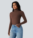 Halara HeatCore Turtleneck Long Sleeve Thumb Hole Casual Warming Top - Rocky Road