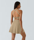 SoftlyZero™ Airy Backless Twisted Flare Low Support Dance Active Dress-Longer Length-Easy Peezy Edition A-D Cups - Curds & Whey
