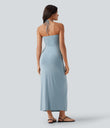 Halter Tie Back Maxi Dress with Pockets - Celestial Blue
