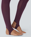 Breezeful™ High Waisted Pleated 2-in-1 Contrast Mesh Quick Dry Dance Stirrup Skirted Leggings with Pockets - Amaranth