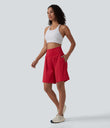 SoftlyZero™ Airy Super High Waisted 2-in-1 Cool Touch Yoga Shorts 9" with Pockets - Salsa
