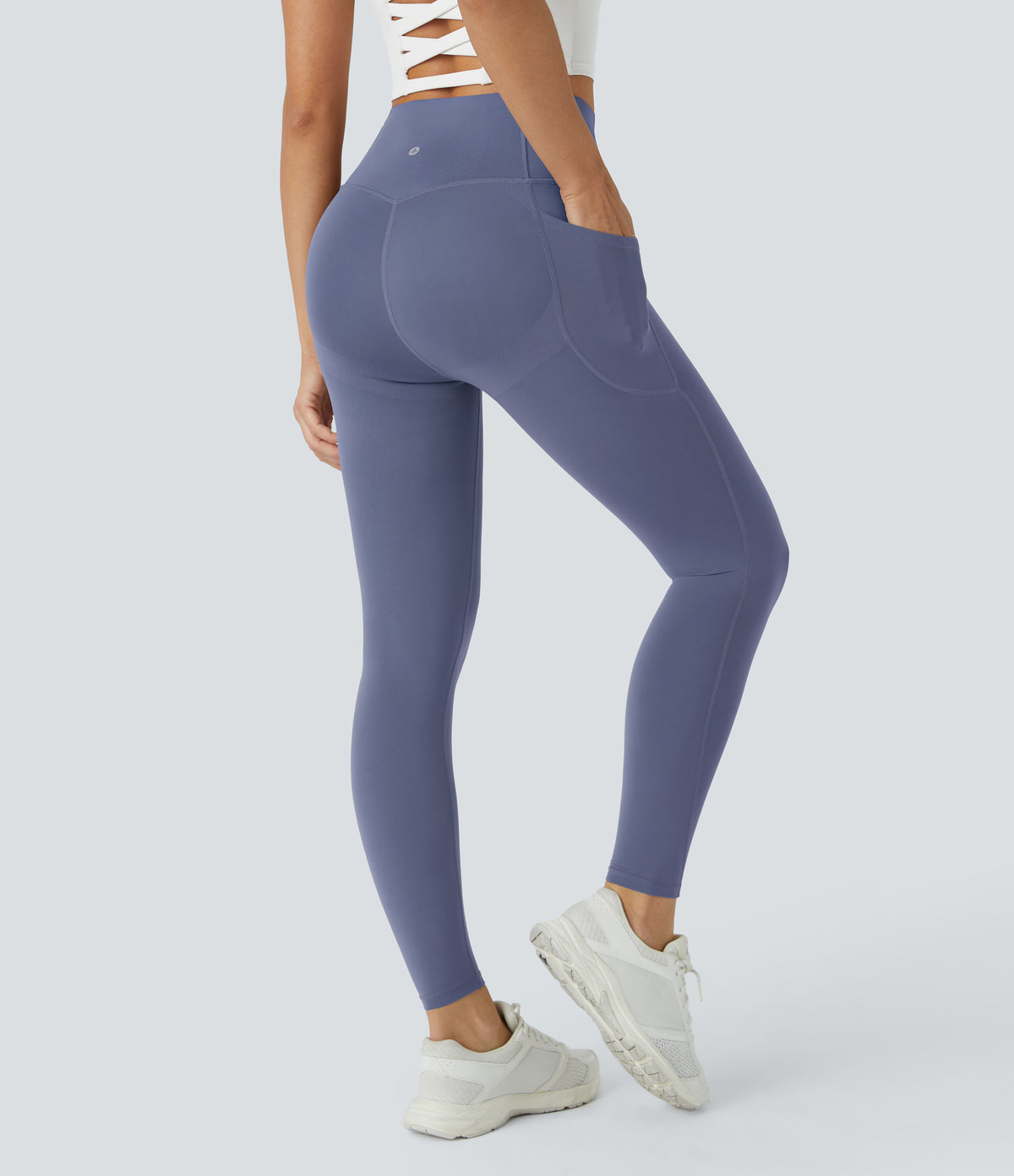 Halara UltraSculpt™ High Waisted Butt Lifting Tummy Control Pocket Shaping Workout Leggings - Silent Blue