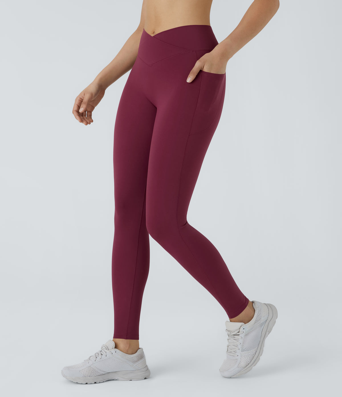 Patitoff™ 2.0 Pet Hair Resistant High Waisted Crossover Side Pocket Yoga Leggings - Anemone