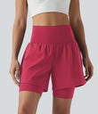 SoftlyZero™ Airy Super High Waisted 2-in-1 Cool Touch Yoga Shorts 7'' with Pockets - Winterberry