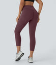 Halara UltraSculpt™ High Waisted Scrunch Butt Lifting Tummy Control Pocket Shaping Capri Training Leggings - Evening Red