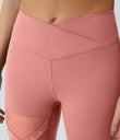DayStretch High Waisted Crossover Contrast Mesh Decorative Buckle Yoga Leggings - Candy Pink