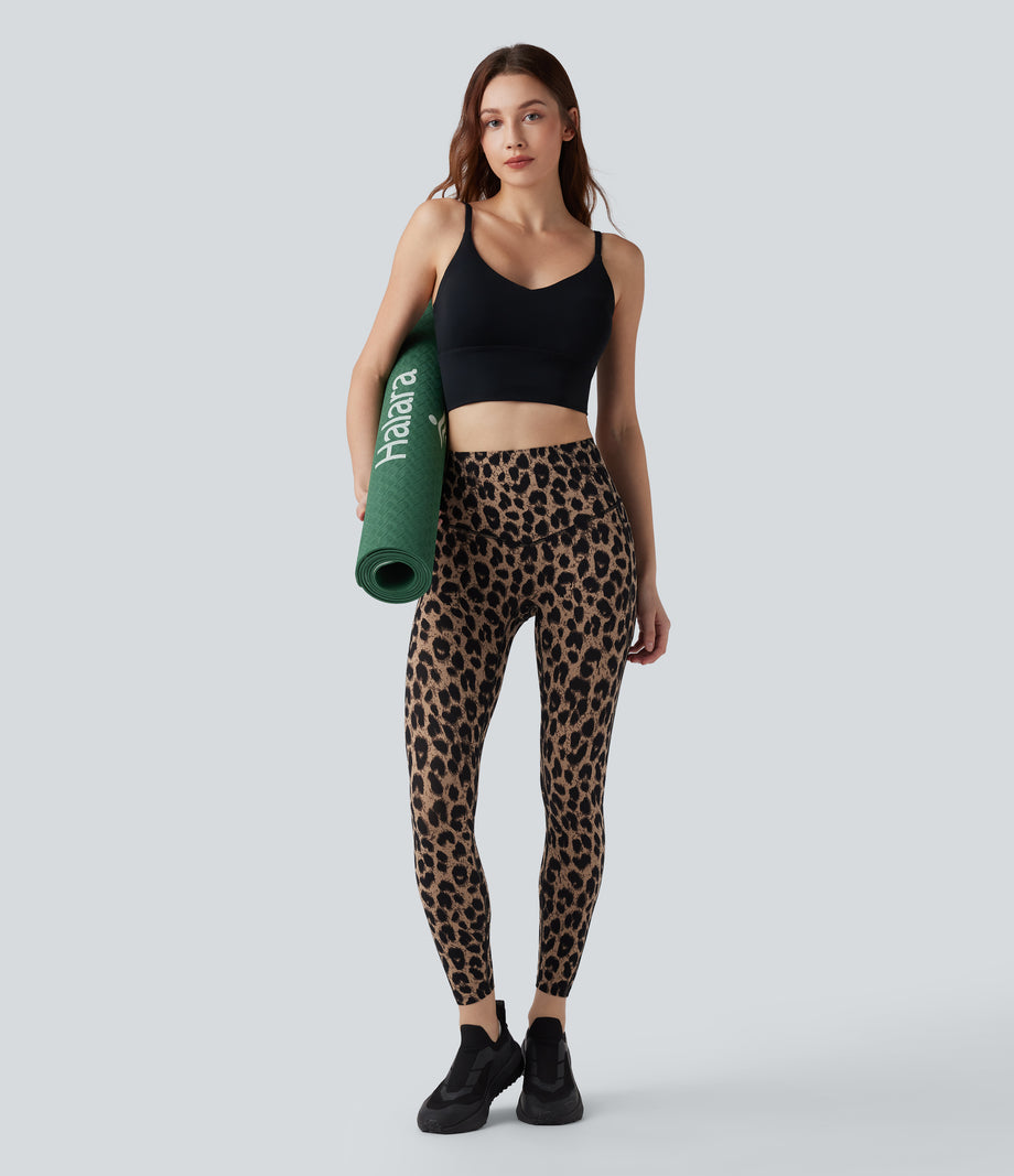 Halara UltraSculpt™ Leopard Print High Waisted Tummy Control Yoga Leggings with Pockets - Toffee Leopard