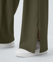 DayStretch Crossover Pocket Hem Wide Leg Yoga Pants-Smile - Forest Night