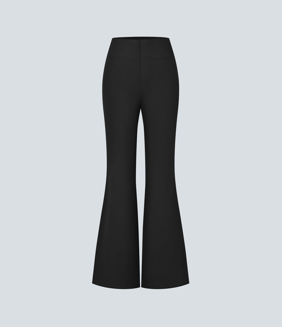 Halara Flex™ High Waisted Back Side Pocket Slight Flare Work Pants - Black