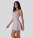 SoftlyZero™ Airy U Neck 2-in-1 Pocket Mini Cool Touch Dance Active Dress-Easy Peezy - Pink Purple