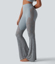 Halara UltraSculpt™ High Waisted Tummy Control Contrast Lace Yoga Flare Leggings with Pocket - Blue Flower Gray
