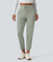 Mid Rise Drawstring Curved Hem Quick Dry Golf Tapered Pants with Pockets-UPF40+ - Desert Sage