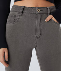 Halara Flex™ Mid Rise Pockets Casual Bootcut Jeans - Hemp Black Denim