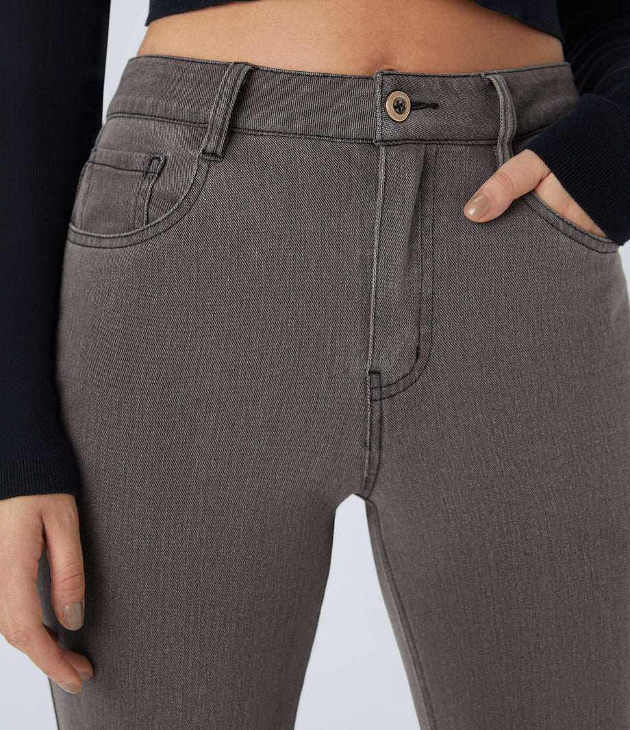 Halara Flex™ Mid Rise Pockets Casual Bootcut Jeans - Hemp Black Denim