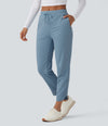 Mid Rise Drawstring Curved Hem Quick Dry Golf Tapered Pants with Pockets-UPF40+ - Mountain Spring